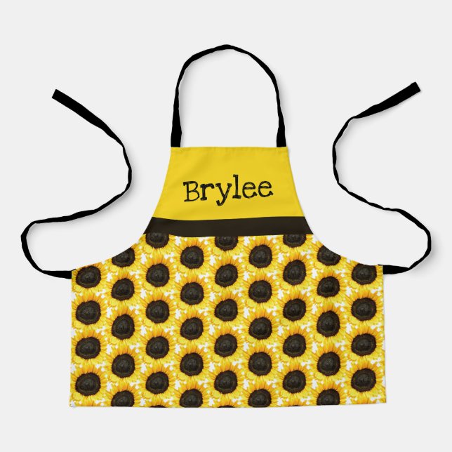 Personalize Yellow Sunflower Craft or Cooking Kids Apron (Front)