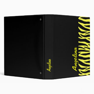 Personalize Yellow Zebra Stripes Binder