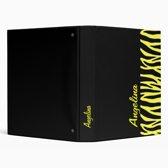 Personalize Yellow Zebra Stripes Binder (Background)