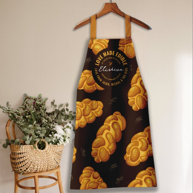 Personalize You Own Challah Pattern Baker's  Apron (Creator Uploaded)