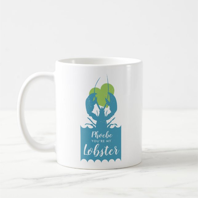Personalize You’re My Lobster Valentine blue Mug (Left)