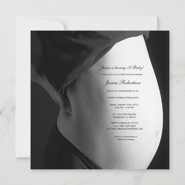 Personalize your Baby Bump, Custom Tummy Writting Invitation (Front)
