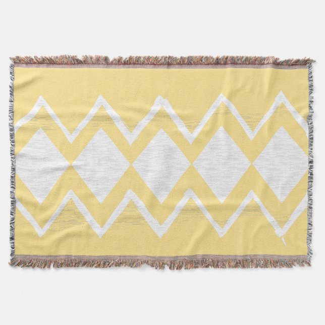 Personalize Your Beach House Aqua Grey Zig Zag Throw Blanket (Front)