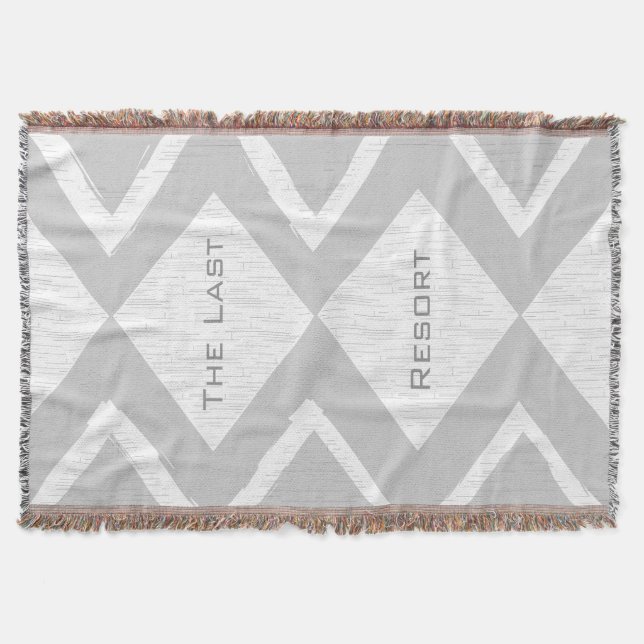 Personalize Your Beach House Grey Zig Zag Throw Blanket (Front)