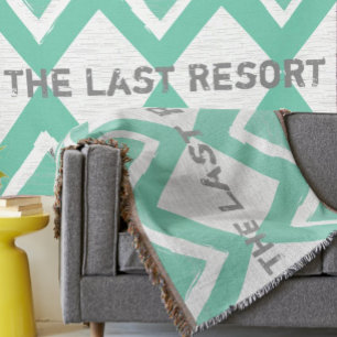 Personalize Your Beach House Mint Aztec Pattern Throw Blanket