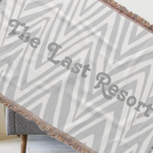 Personalize Your Beach House Name Grey Zig Zag Throw Blanket