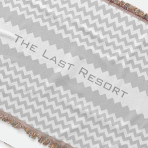 Personalize Your Beach House Name Grey Zig Zag Throw Blanket