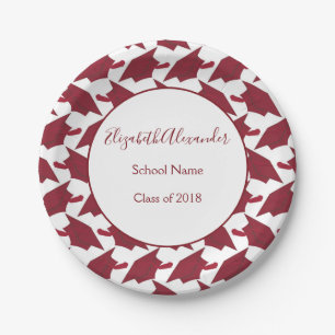 Personalize your Burgundy and White graduate Paper Plate