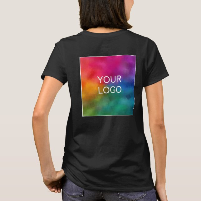 Personalize Your Business Logo Elegant Black T-Shirt (Back)