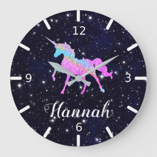 Personalize Your Colourful Unicorn Large Clock