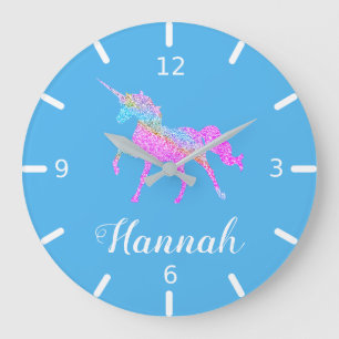Personalize Your Colourful Unicorn Large Clock