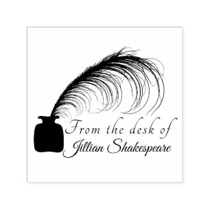 Personalize Your Elegant Logo Feather Quill & Ink Self-inking Stamp