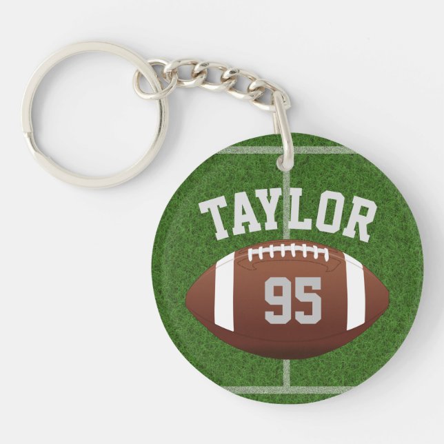 Personalize Your Football player Name and Number Keychain (Front)