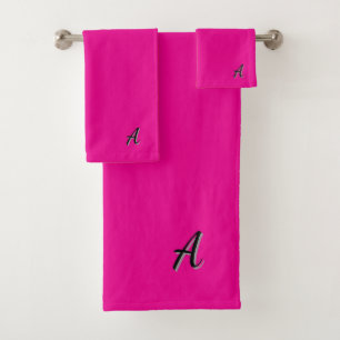 Personalize Your Initial(s)  Hot Pink  Bath Towel Set