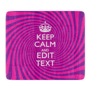 Personalize Your Keep Calm and Gift Hot Pink Twist Cutting Board