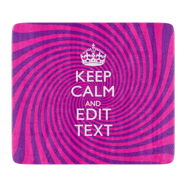Personalize Your Keep Calm and Gift Hot Pink Twist Cutting Board (Front)