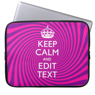 Personalize Your Keep Calm and Gift Hot Pink Twist Laptop Sleeve