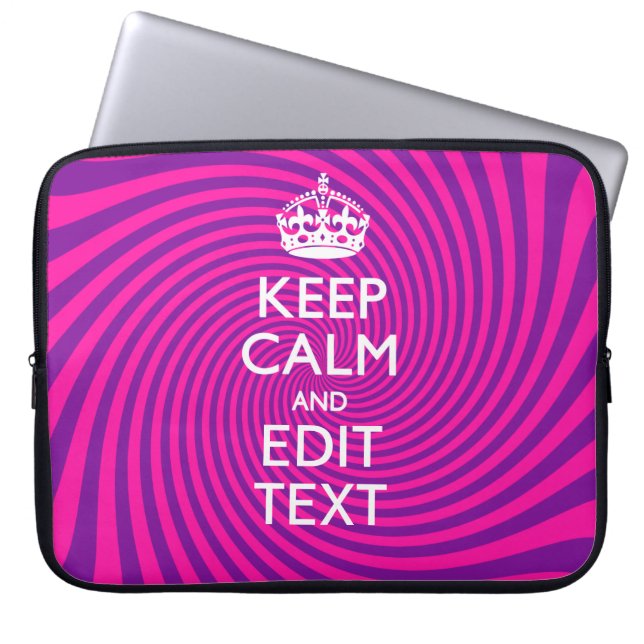 Personalize Your Keep Calm and Gift Hot Pink Twist Laptop Sleeve (Front)