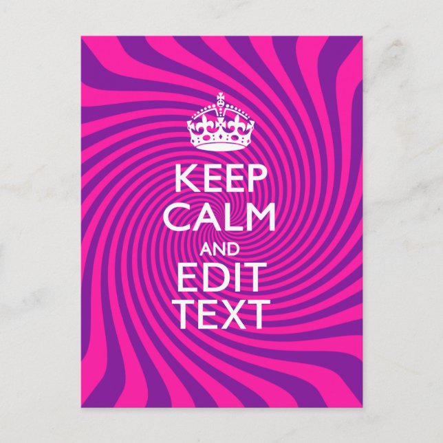 Personalize Your Keep Calm and Gift Hot Pink Twist Postcard (Front)