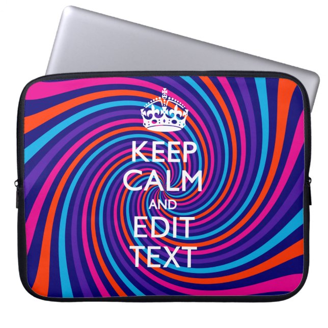 Personalize Your Keep Calm and Multicolored Swirl Laptop Sleeve (Front)