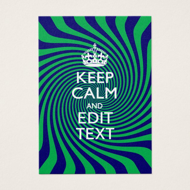 Personalize Your Keep Calm Blue and Green Twist (Front)