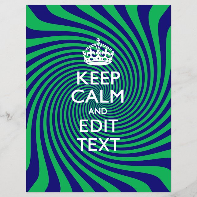 Personalize Your Keep Calm Blue and Green Twist Flyer (Front)