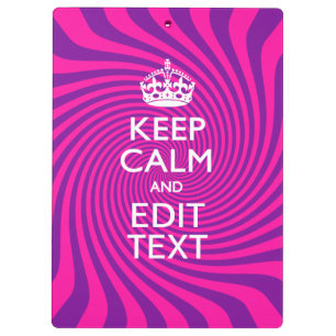 Personalize Your Keep Calm Saying Hot Pink Swirl Clipboard