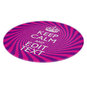 Personalize Your Keep Calm Saying on Pink Swirl Cutting Board