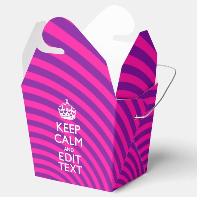 Personalize Your Keep Calm Saying on Pink Swirl Favor Box (Opened)