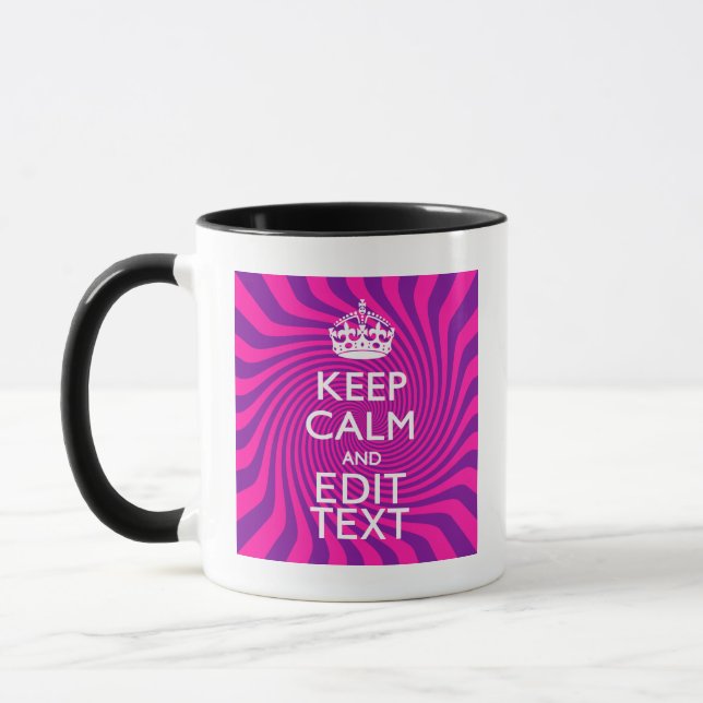 Personalize Your Keep Calm Saying on Pink Swirl Mug (Left)