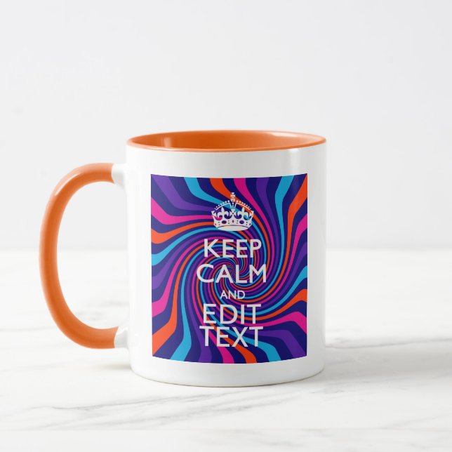 Personalize Your Keep Calm Text Multicolored Swirl Mug (Left)