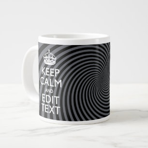 Personalize Your Keep Calm Text on Black Swirl Large Coffee Mug