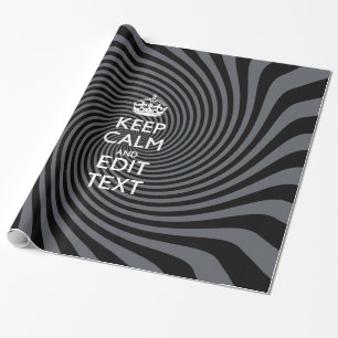 Personalize Your Keep Calm Text on Black Swirl Wrapping Paper