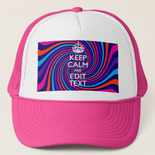 Personalize Your Keep Calm Text on Multicolored Trucker Hat