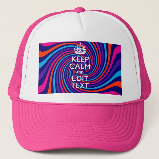 Personalize Your Keep Calm Text on Multicolored Trucker Hat (Front)
