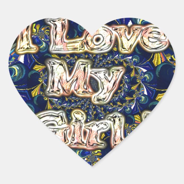 Personalize Your Love Infinity: I Love my Girl Heart Sticker (Front)