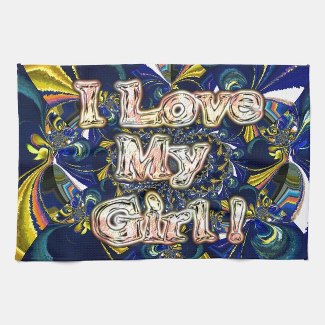 Personalize Your Love Infinity: I Love my Girl Kitchen Towel (Horizontal)