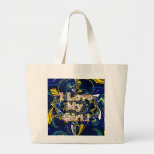 Personalize Your Love Infinity: I Love my Girl Large Tote Bag