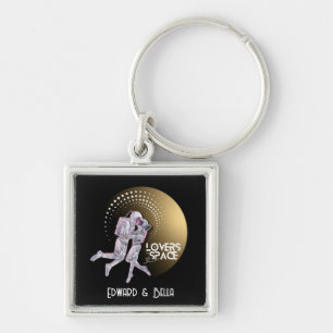 Personalize your Lovers in Space design  Keychain