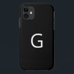 Personalize Your Monogram, White on Black iPhone 11 Case<br><div class="desc">Personalize your white monogram on black background. Show your personal style wherever you go.</div>