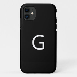 Personalize Your Monogram, White on Black iPhone 11 Case