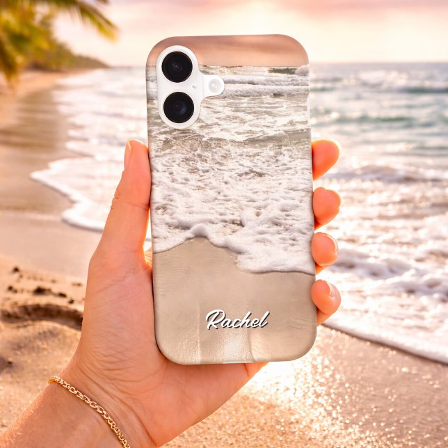 Personalize Your Name Foamy Shoreline Beach Waves  (Foamy Shoreline Beach Waves Add Your Name IPhone 17 Case)