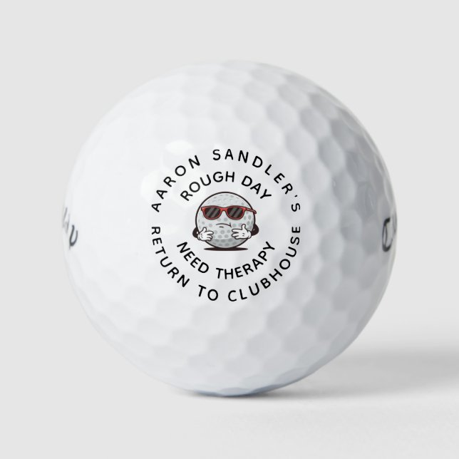 Personalize Your Name Rough Day Fun Golf Design Balls (Front)