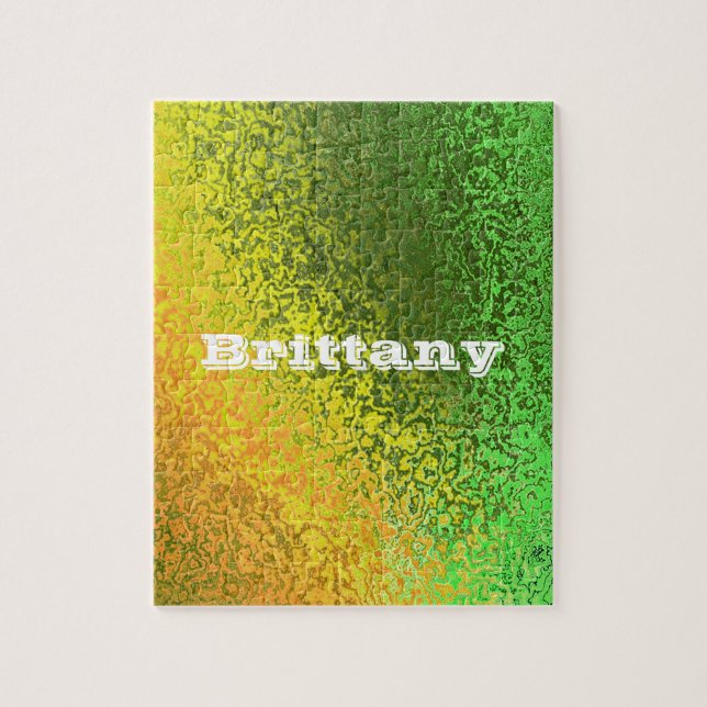 Personalize Your Name Shades Yellow Green Jigsaw Puzzle (Vertical)