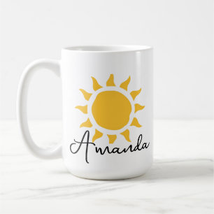 Personalize Your Name Summer Sun Watercolor Coffee Mug