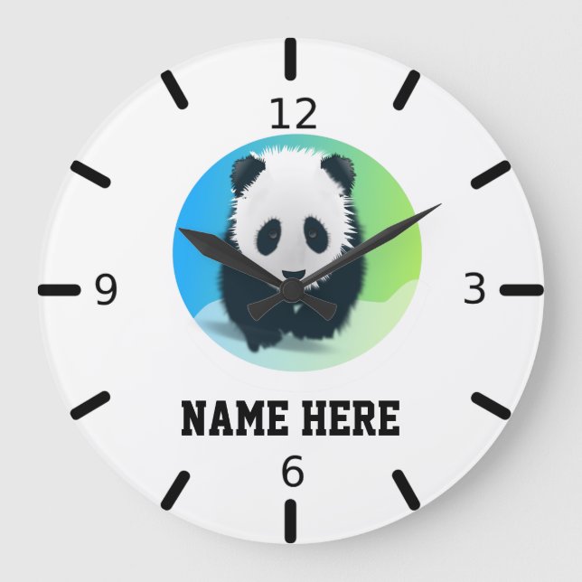 Personalize Your Own Baby Panda Large Clock (Front)