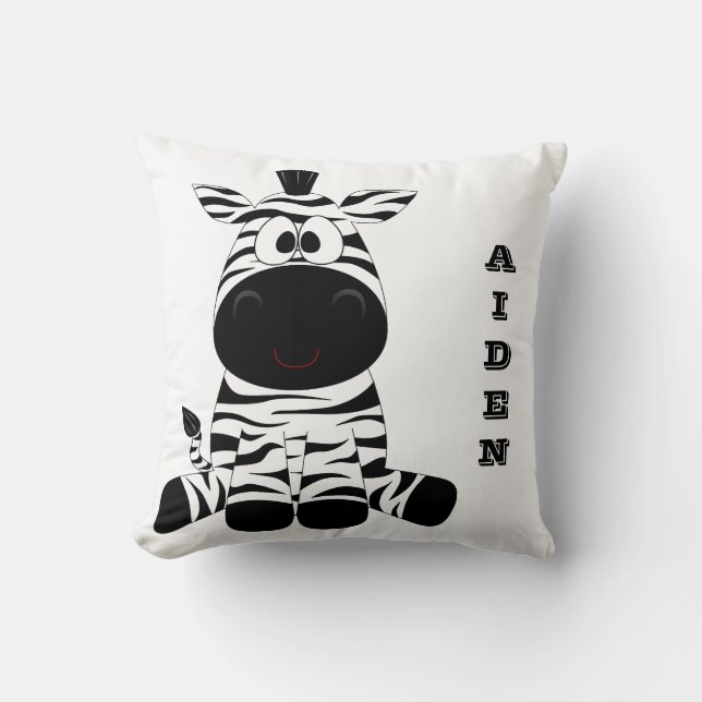 Personalize Your Own Baby Zebra Throw Pillow (Front)