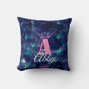 Personalize Your Own Blue Mermaid Glitter Throw Pillow