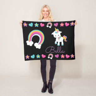 Personalize Your Own Colourful Baby Unicorn Fleece Blanket