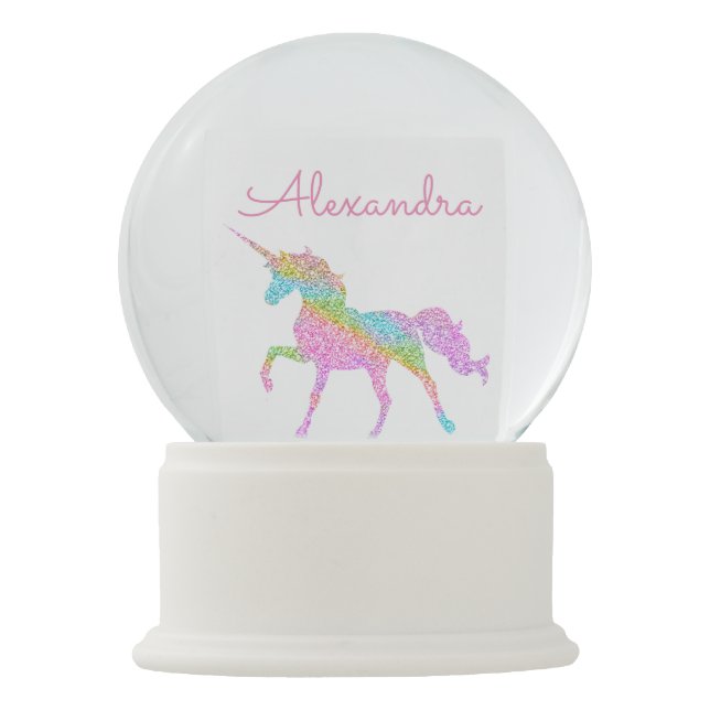 Personalize Your Own Colourful Magical Unicorn Snow Globe (Front)